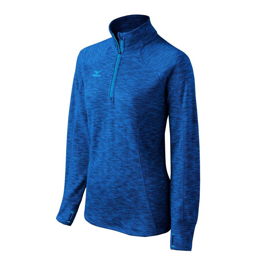 Sudaderas Mizuno Flex 1/2 Zip Mujer Rojas Azul Real Baratas JUBH-81624